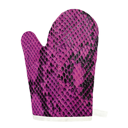 Magenta Pink And Black Snakeskin Print Single Oven Mitt
