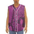 Magenta Pink And Black Snakeskin Print Sleeveless Baseball Jersey