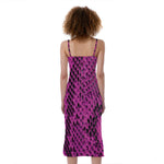 Magenta Pink And Black Snakeskin Print Slim Fit Midi Cami Dress