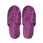 Magenta Pink And Black Snakeskin Print Slippers