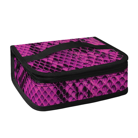 Magenta Pink And Black Snakeskin Print Small Lunch Bag