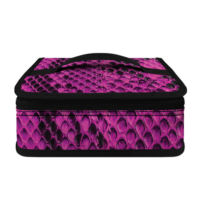 Magenta Pink And Black Snakeskin Print Small Lunch Bag