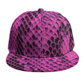 Magenta Pink And Black Snakeskin Print Snapback Cap