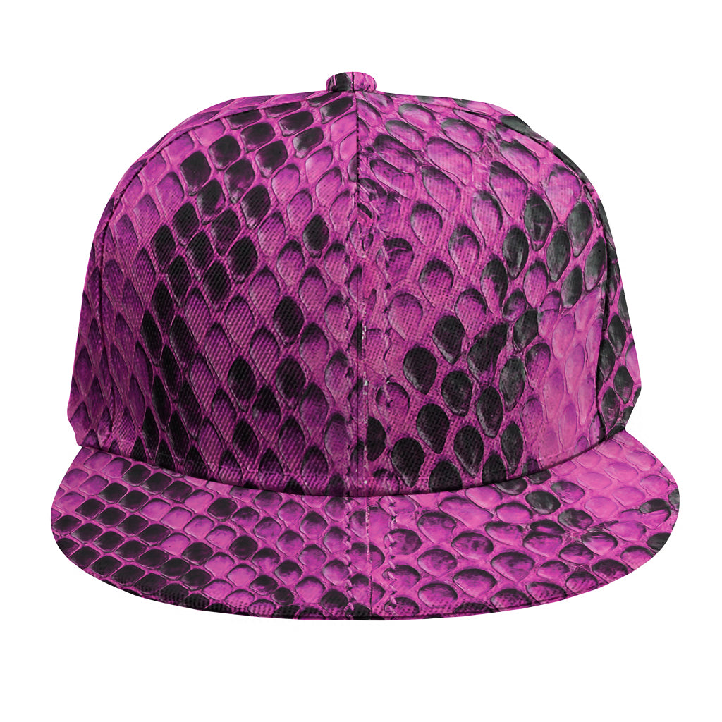 Magenta Pink And Black Snakeskin Print Snapback Cap