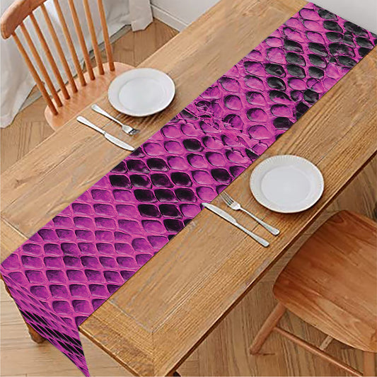 Magenta Pink And Black Snakeskin Print Table Runner