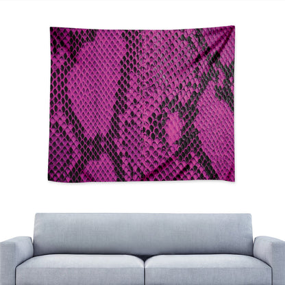 Magenta Pink And Black Snakeskin Print Tapestry