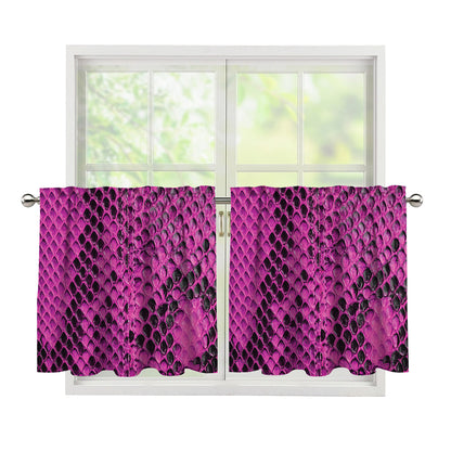 Magenta Pink And Black Snakeskin Print Tier Curtains
