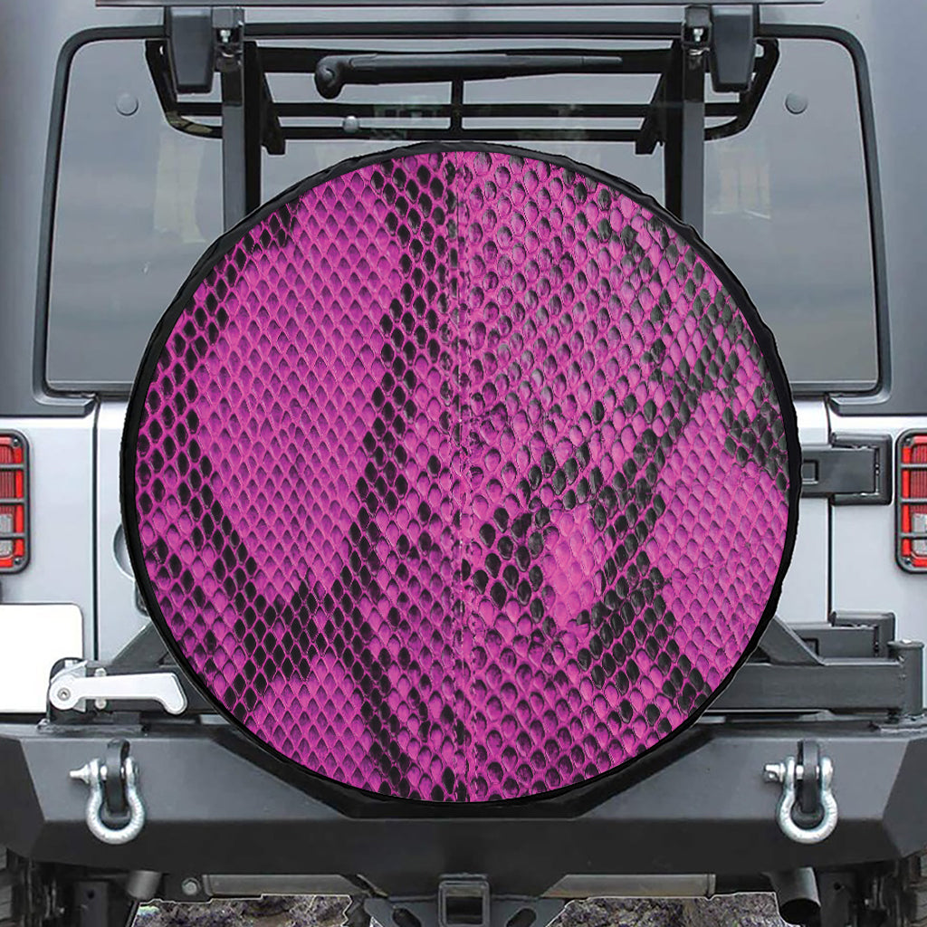 Magenta Pink And Black Snakeskin Print Tire Cover