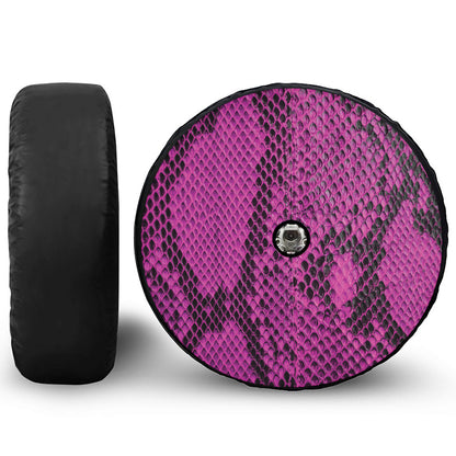 Magenta Pink And Black Snakeskin Print Tire Cover With Camera Hole