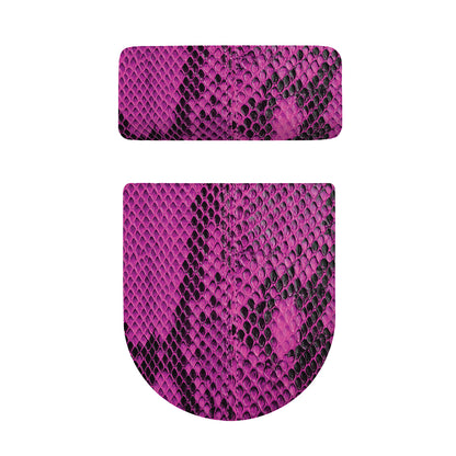Magenta Pink And Black Snakeskin Print Toilet Lid And Tank Cover Set