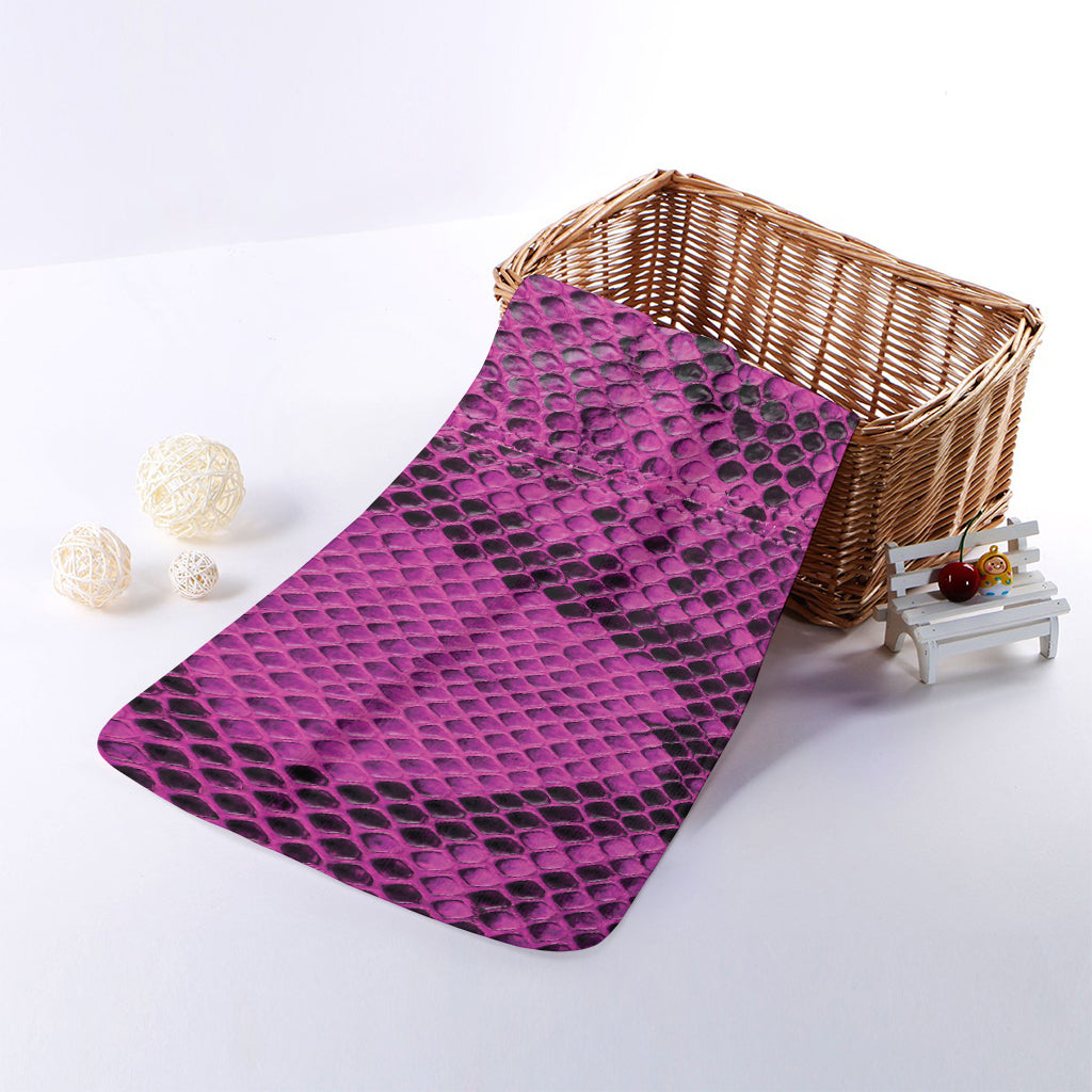 Magenta Pink And Black Snakeskin Print Towel