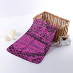 Magenta Pink And Black Snakeskin Print Towel