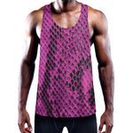 Magenta Pink And Black Snakeskin Print Training Tank Top