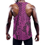 Magenta Pink And Black Snakeskin Print Training Tank Top