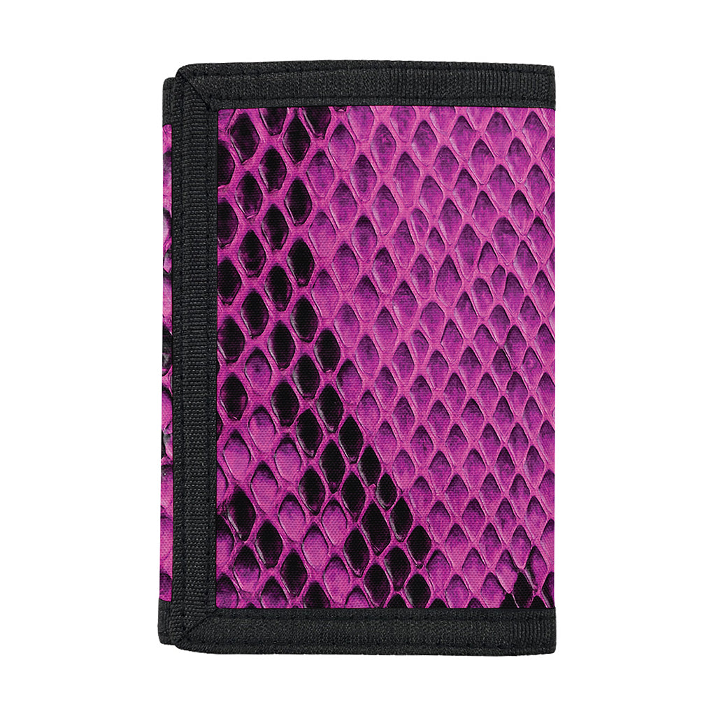 Magenta Pink And Black Snakeskin Print Trifold Wallet