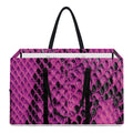 Magenta Pink And Black Snakeskin Print Utility Tote Bag