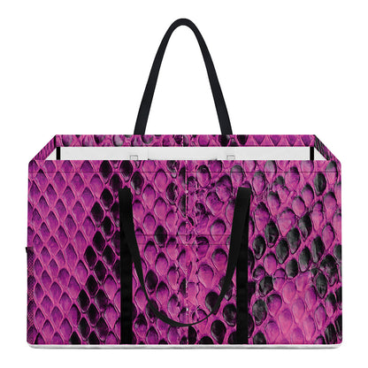 Magenta Pink And Black Snakeskin Print Utility Tote Bag