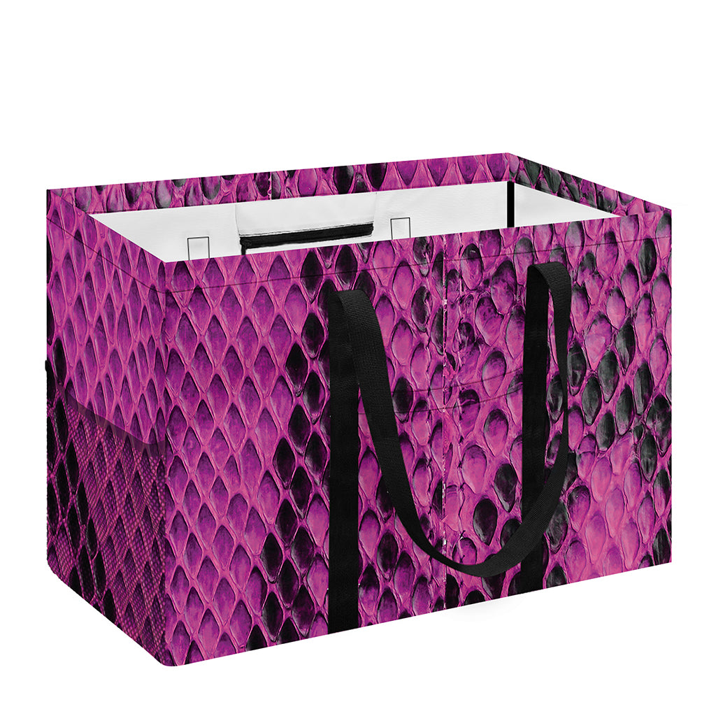 Magenta Pink And Black Snakeskin Print Utility Tote Bag