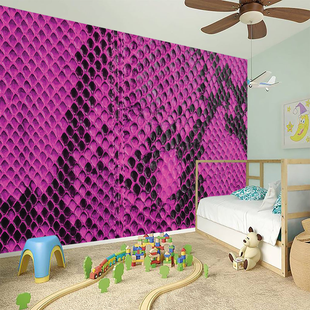 Magenta Pink And Black Snakeskin Print Wall Sticker