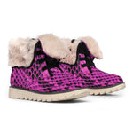 Magenta Pink And Black Snakeskin Print Winter Boots