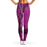Magenta Pink And Black Snakeskin Print Women's Leggings