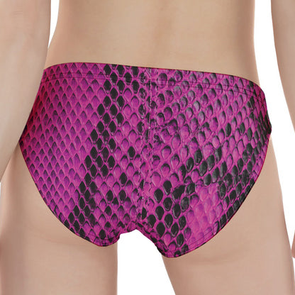 Magenta Pink And Black Snakeskin Print Women's Panties
