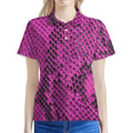 Magenta Pink And Black Snakeskin Print Women's Polo Shirt