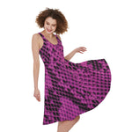 Magenta Pink And Black Snakeskin Print Women's Sleeveless Dress