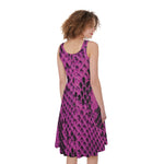 Magenta Pink And Black Snakeskin Print Women's Sleeveless Dress