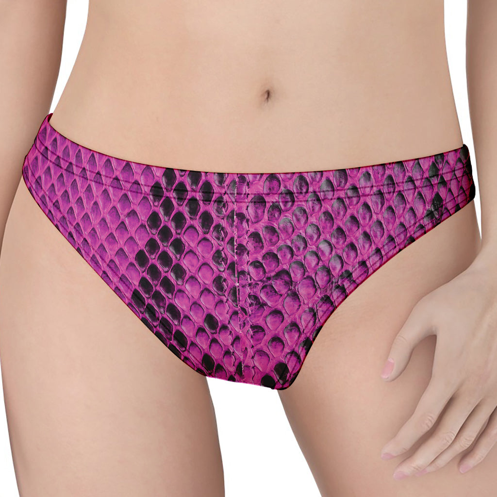 Magenta Pink And Black Snakeskin Print Women's Thong