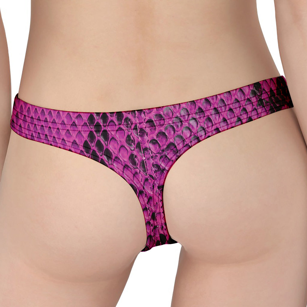 Magenta Pink And Black Snakeskin Print Women's Thong