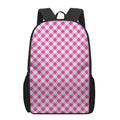 Magenta Pink And White Gingham Print 17 Inch Backpack