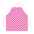 Magenta Pink And White Gingham Print Adjustable Apron