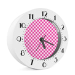 Magenta Pink And White Gingham Print Alarm Clock