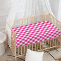 Magenta Pink And White Gingham Print Baby Crib Sheet
