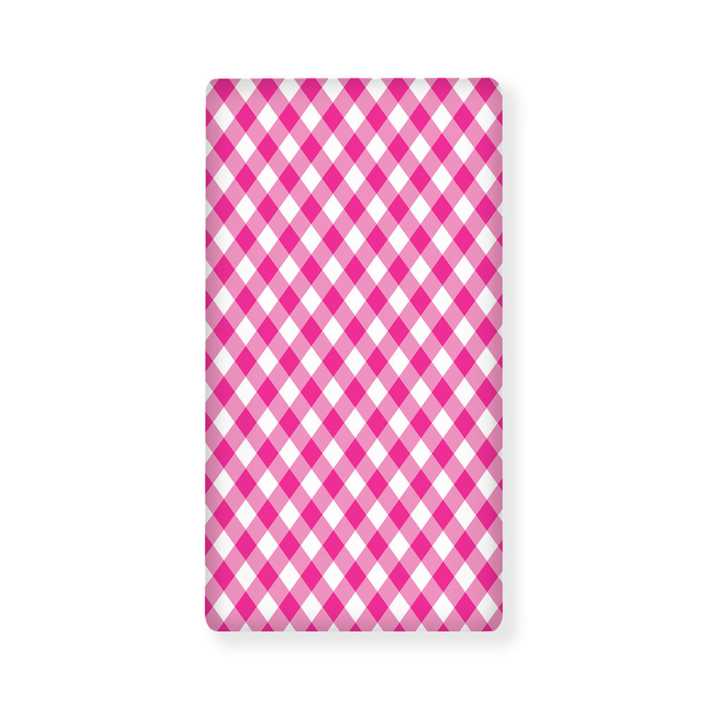 Magenta Pink And White Gingham Print Baby Crib Sheet