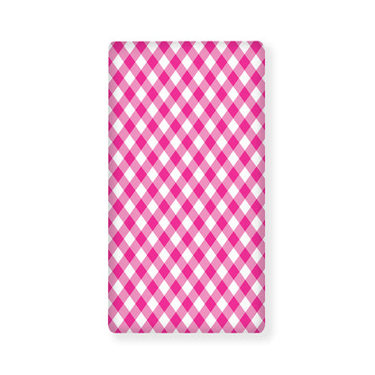 Magenta Pink And White Gingham Print Baby Crib Sheet