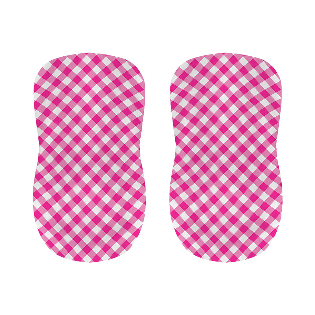 Magenta Pink And White Gingham Print Bar Stool Covers