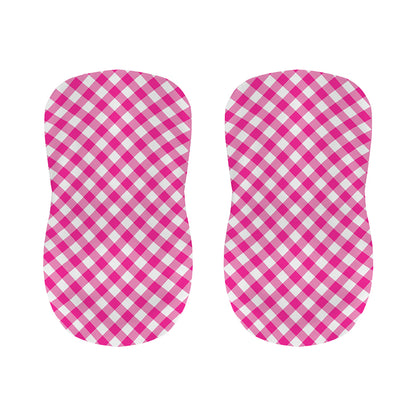 Magenta Pink And White Gingham Print Bar Stool Covers