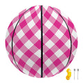 Magenta Pink And White Gingham Print Basketball