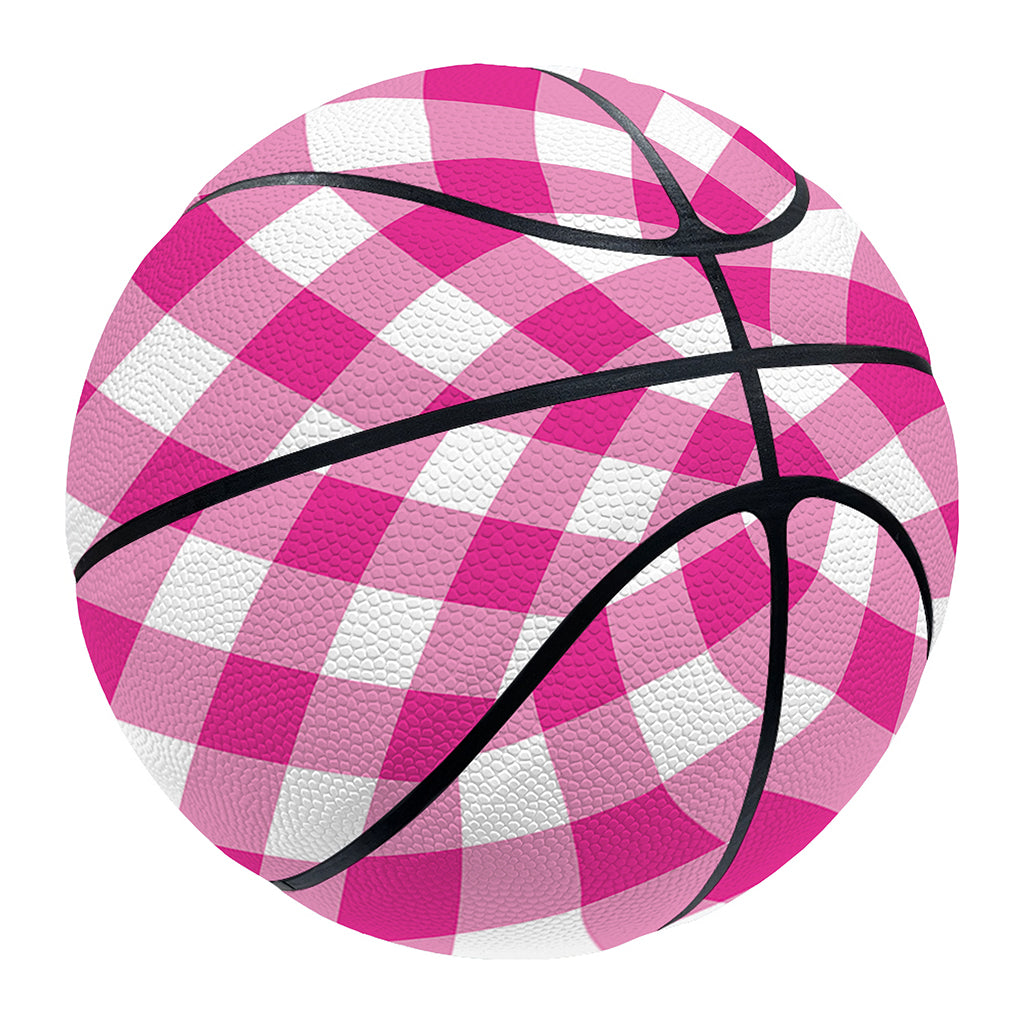 Magenta Pink And White Gingham Print Basketball