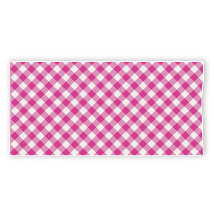 Magenta Pink And White Gingham Print Beach Towel