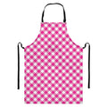 Magenta Pink And White Gingham Print Bib Apron With Pocket