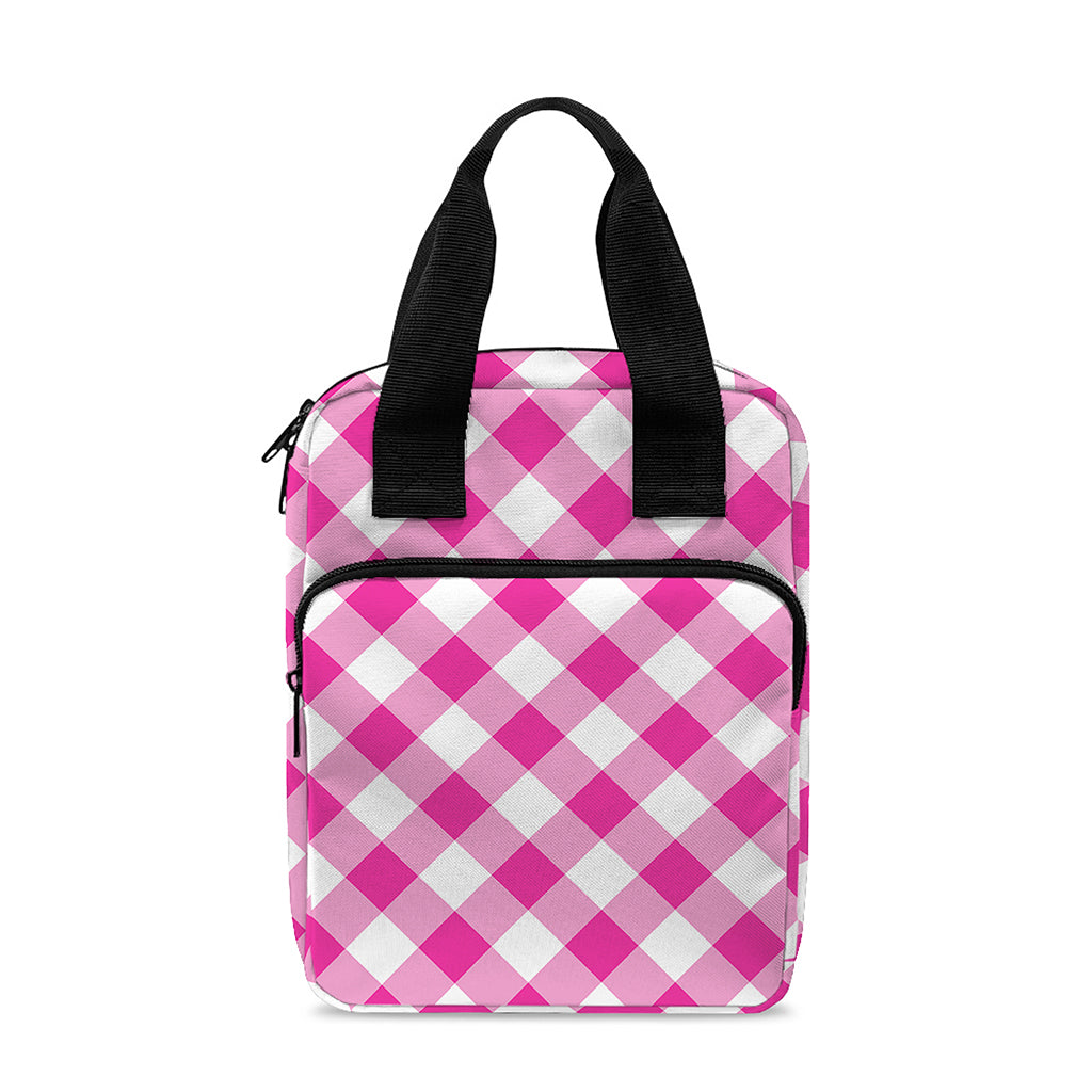 Magenta Pink And White Gingham Print Bible Tote Bag