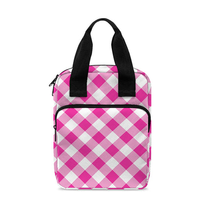 Magenta Pink And White Gingham Print Bible Tote Bag