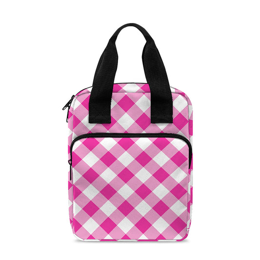 Magenta Pink And White Gingham Print Bible Tote Bag