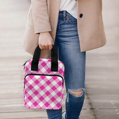 Magenta Pink And White Gingham Print Bible Tote Bag