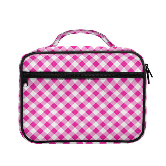 Magenta Pink And White Gingham Print Briefcase Bible Bag
