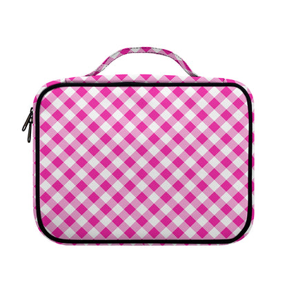 Magenta Pink And White Gingham Print Briefcase Bible Bag
