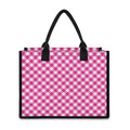 Magenta Pink And White Gingham Print Canvas Tote Bag